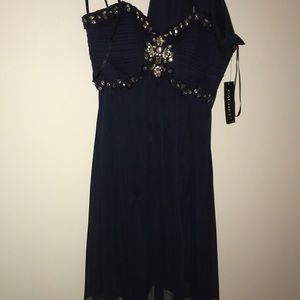 Dark blue dress with Shoulder wrap